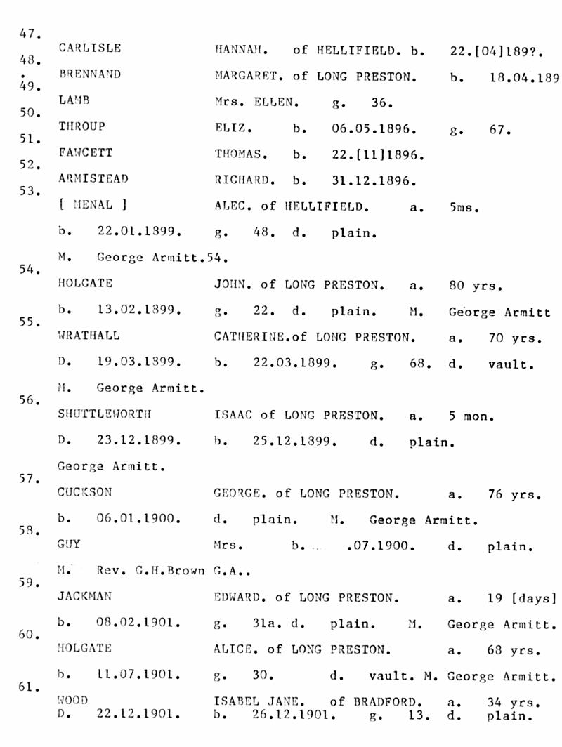 FD-BCMI 25 - P24.jpg - Long Preston Baptist Church - Index of Burial Register in Date Order  - 1892 to 1901